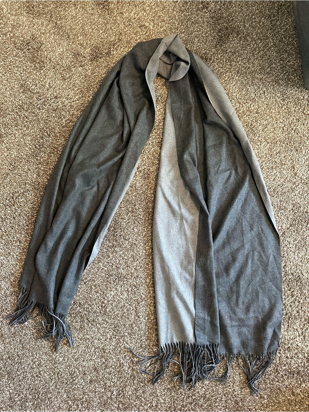 New Gray Reversible Fringe Scarf Wrap Shawl Soft Lightweight Unisex